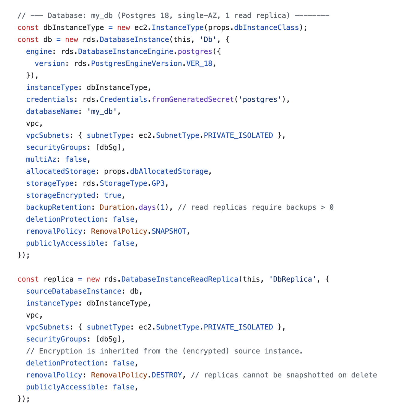 Database Cloud Type CDK output